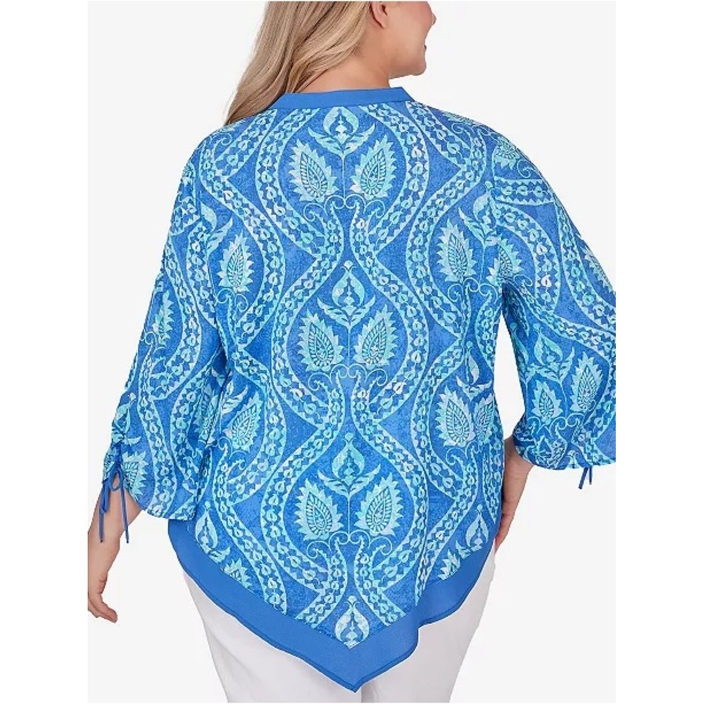 Ruby Rd. Blouse L Blue Paisley - Picture 2 of 8